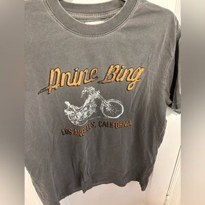 Anine Bing Charcoal Tee with Orange and White Graphic